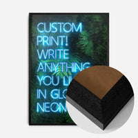 Custom Blue Neon Sign Leaves Background