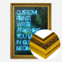 Custom Blue Neon Sign Leaves Background