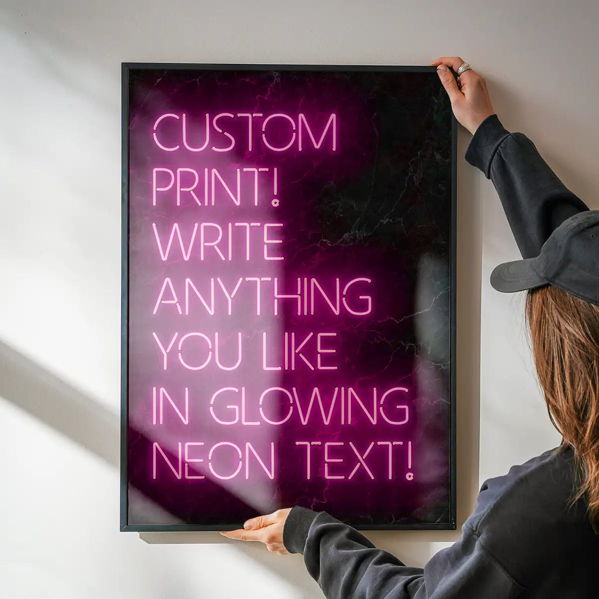 Custom Quote Neon Sign Print Pink