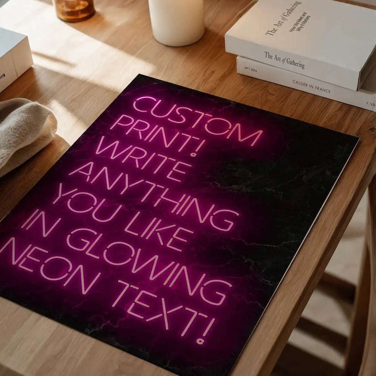 Custom Quote Neon Sign Print Pink