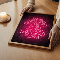 Red Neon Centered Black and Gold Print