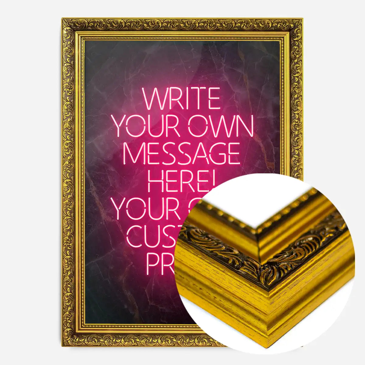 Red Neon Centered Black and Gold Print
