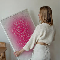 Pink Neon Centered White Print