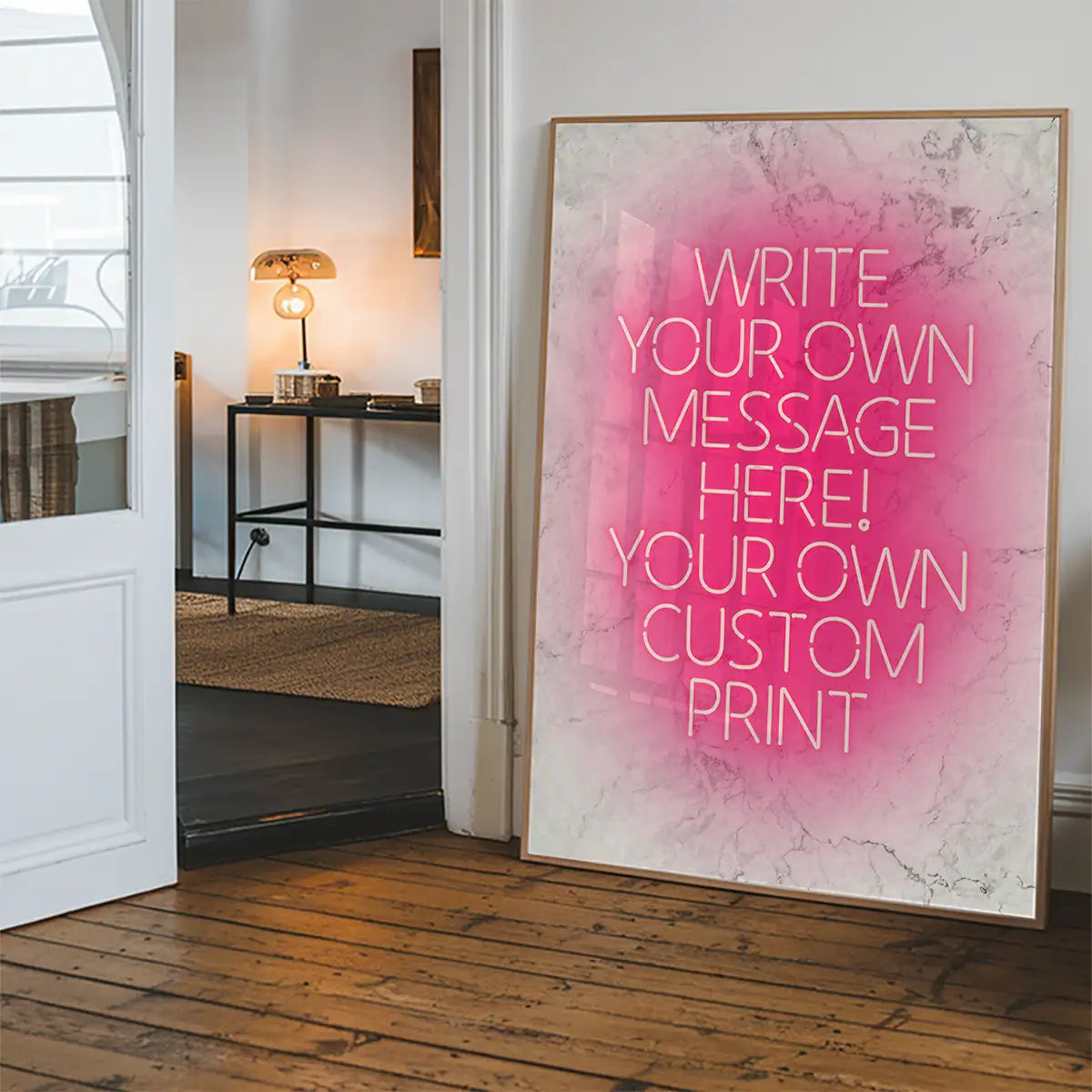 Pink Neon Centered White Print