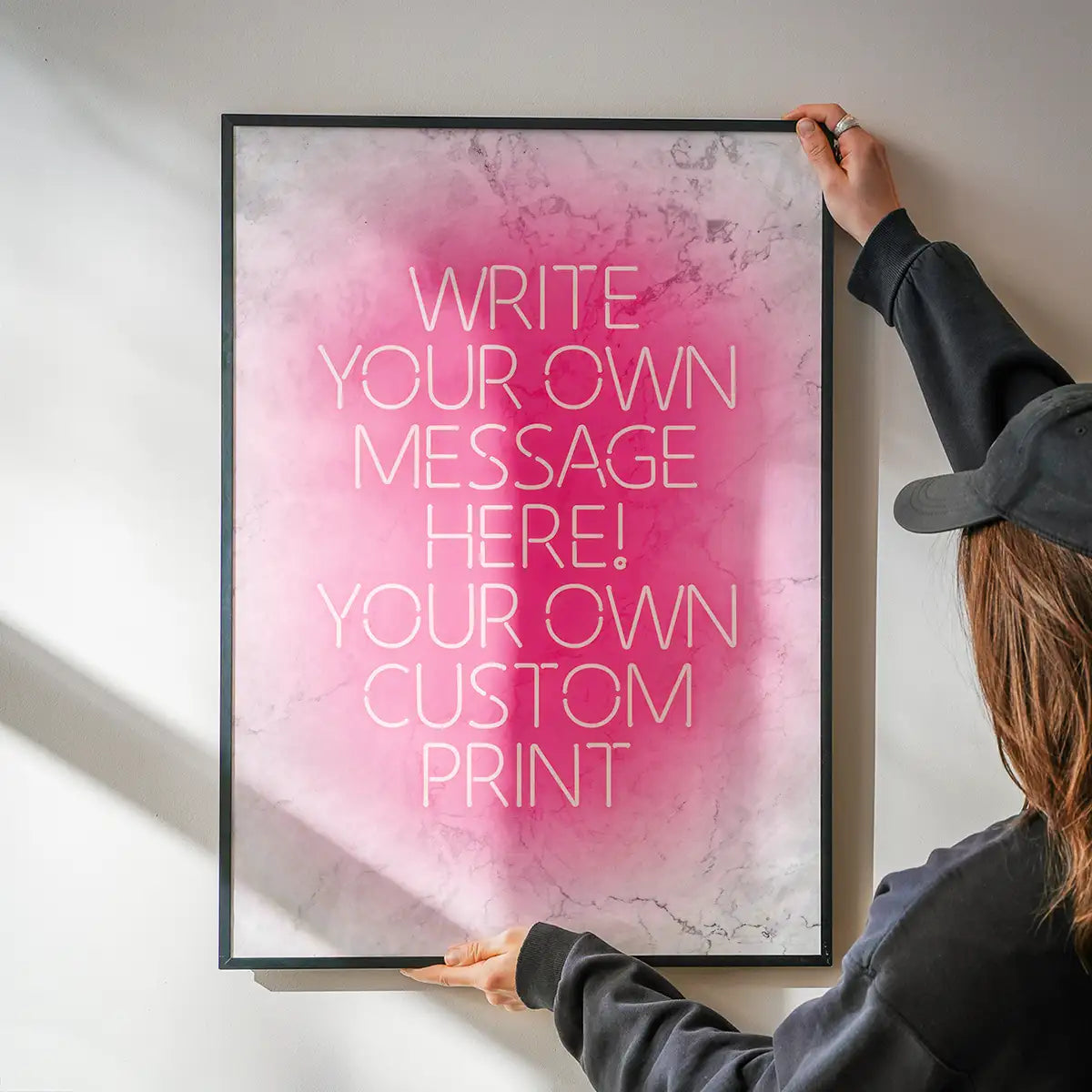 Pink Neon Centered White Print