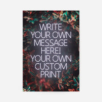 White Neon Centered Leaves Print