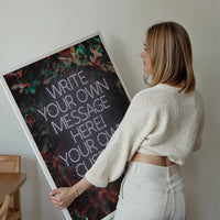 White Neon Centered Leaves Print
