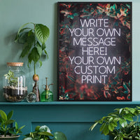White Neon Centered Leaves Print