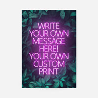 Pink Neon Centered Leaves Print