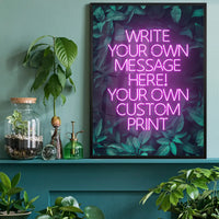 Pink Neon Centered Leaves Print