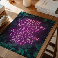 Pink Neon Centered Leaves Print