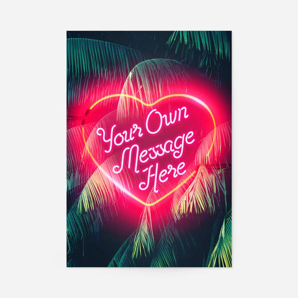 Custom Neon Love Heart Palm Trees
