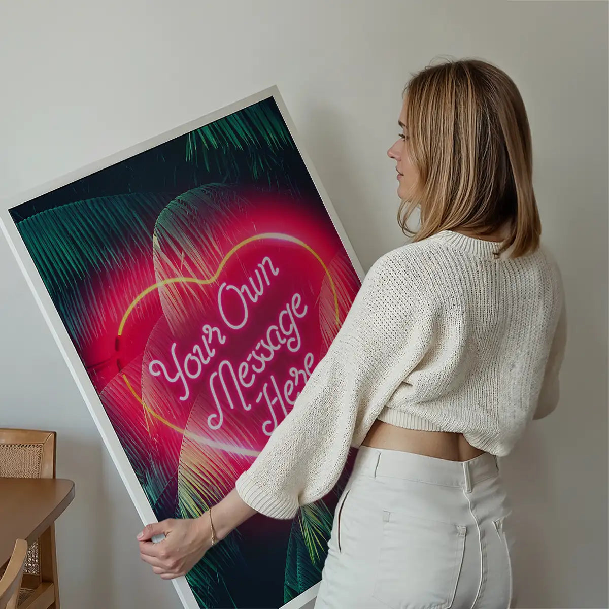 Custom Neon Love Heart Palm Trees