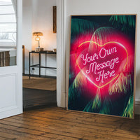 Custom Neon Love Heart Palm Trees