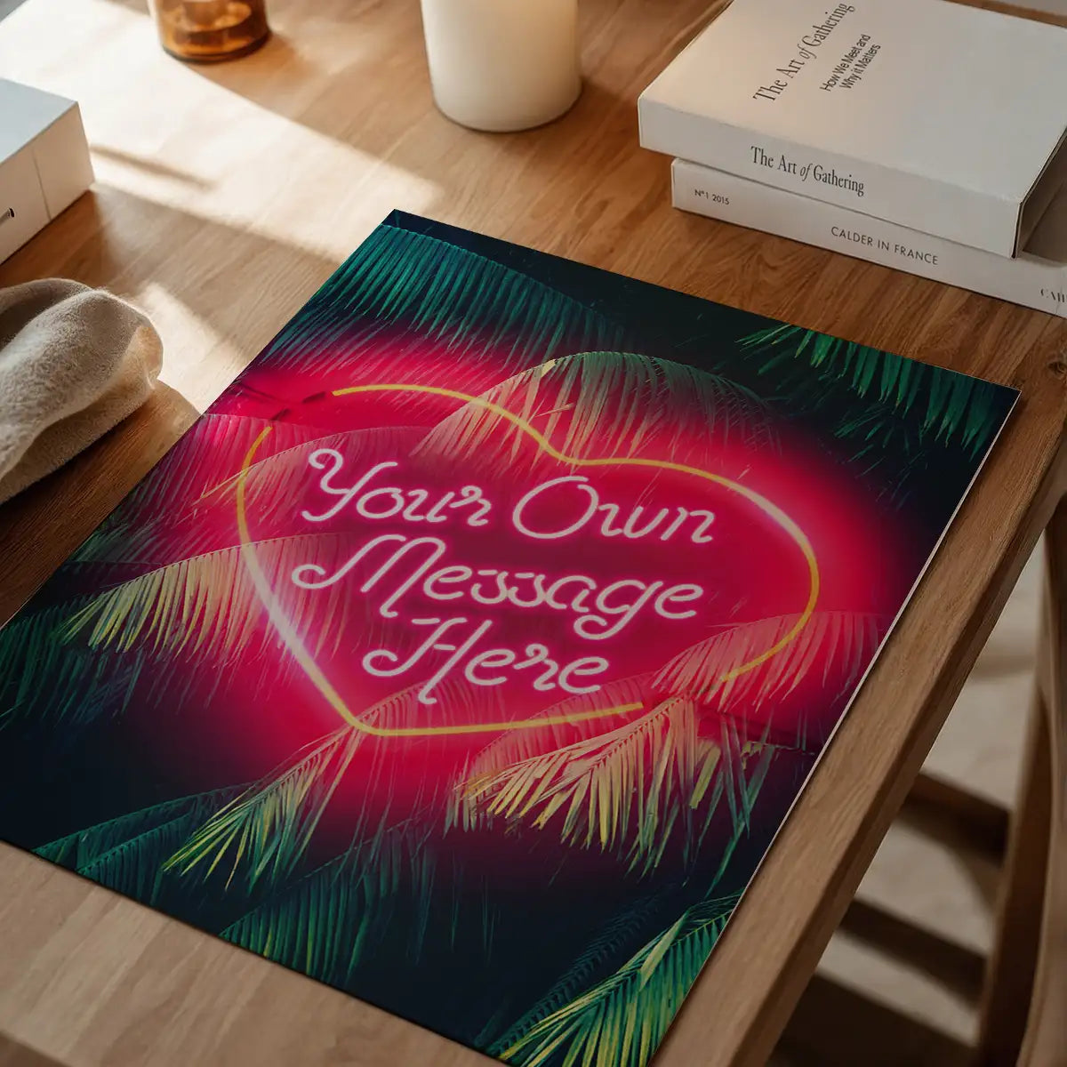 Custom Neon Love Heart Palm Trees