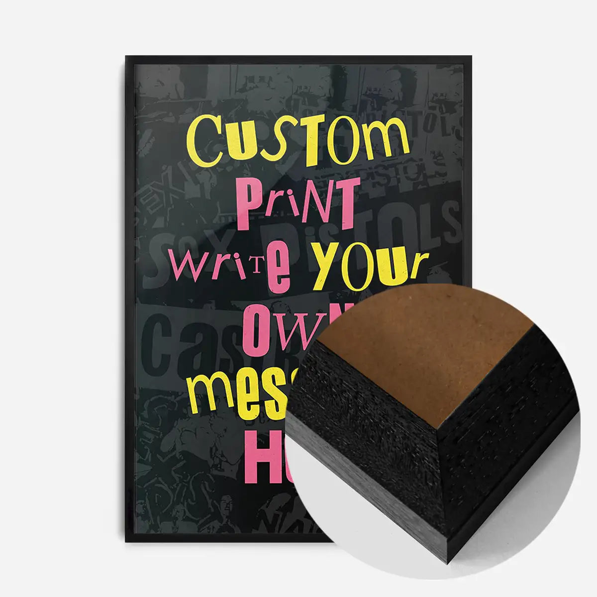 Custom Punk Style Cut and Paste Black Print