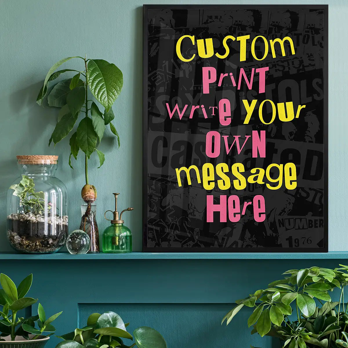 Custom Punk Style Cut and Paste Black Print