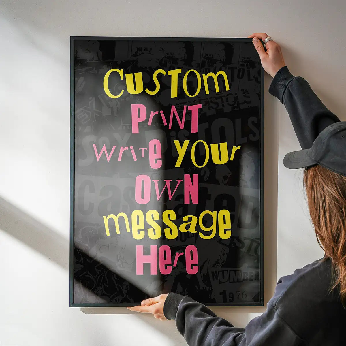 Custom Punk Style Cut and Paste Black Print