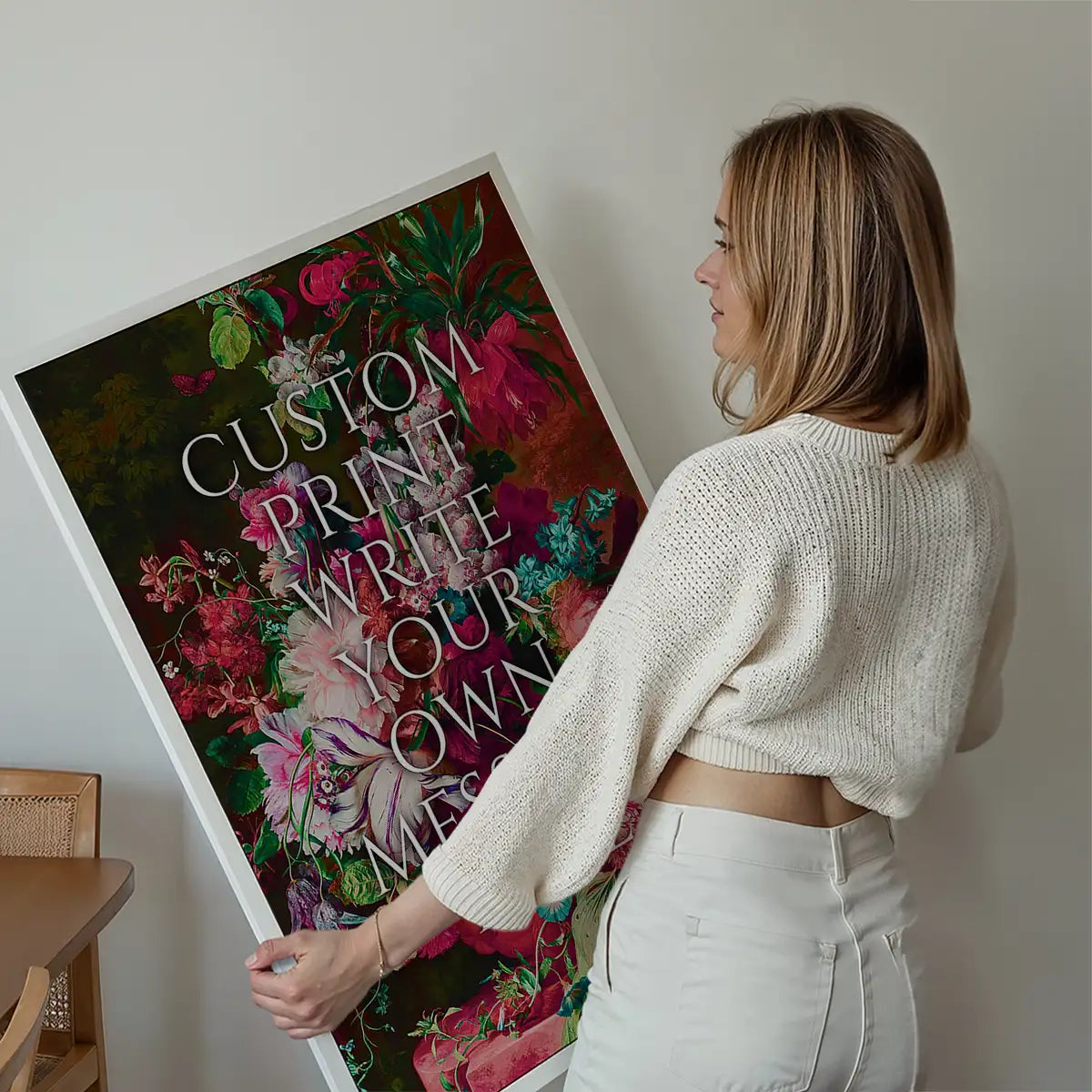 Custom Classic Font Print Floral Background