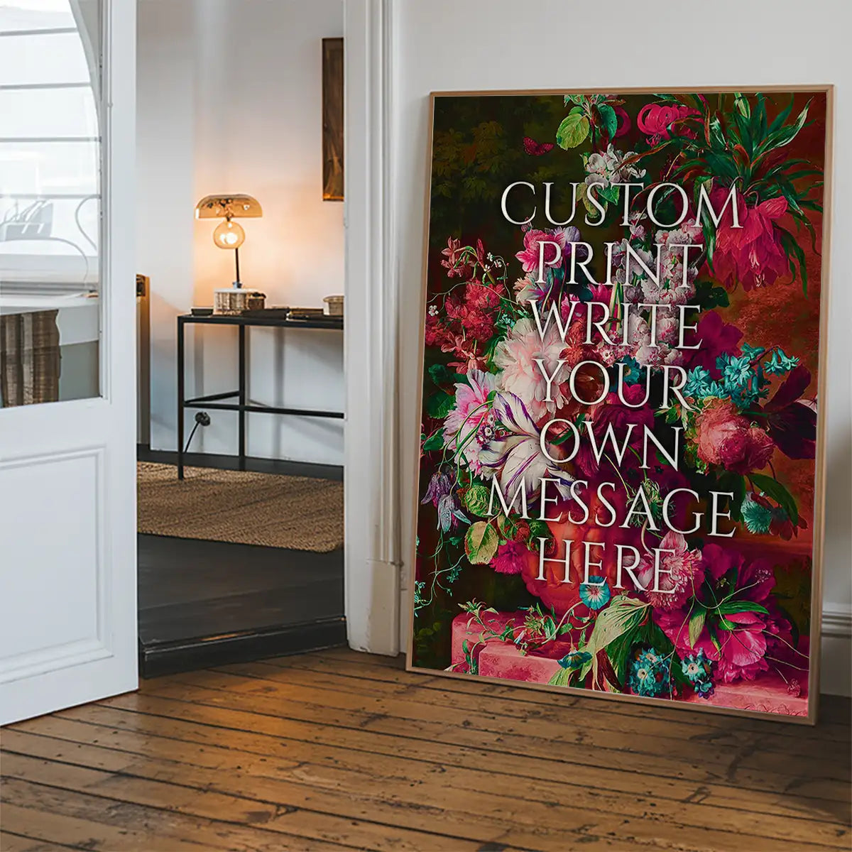 Custom Classic Font Print Floral Background