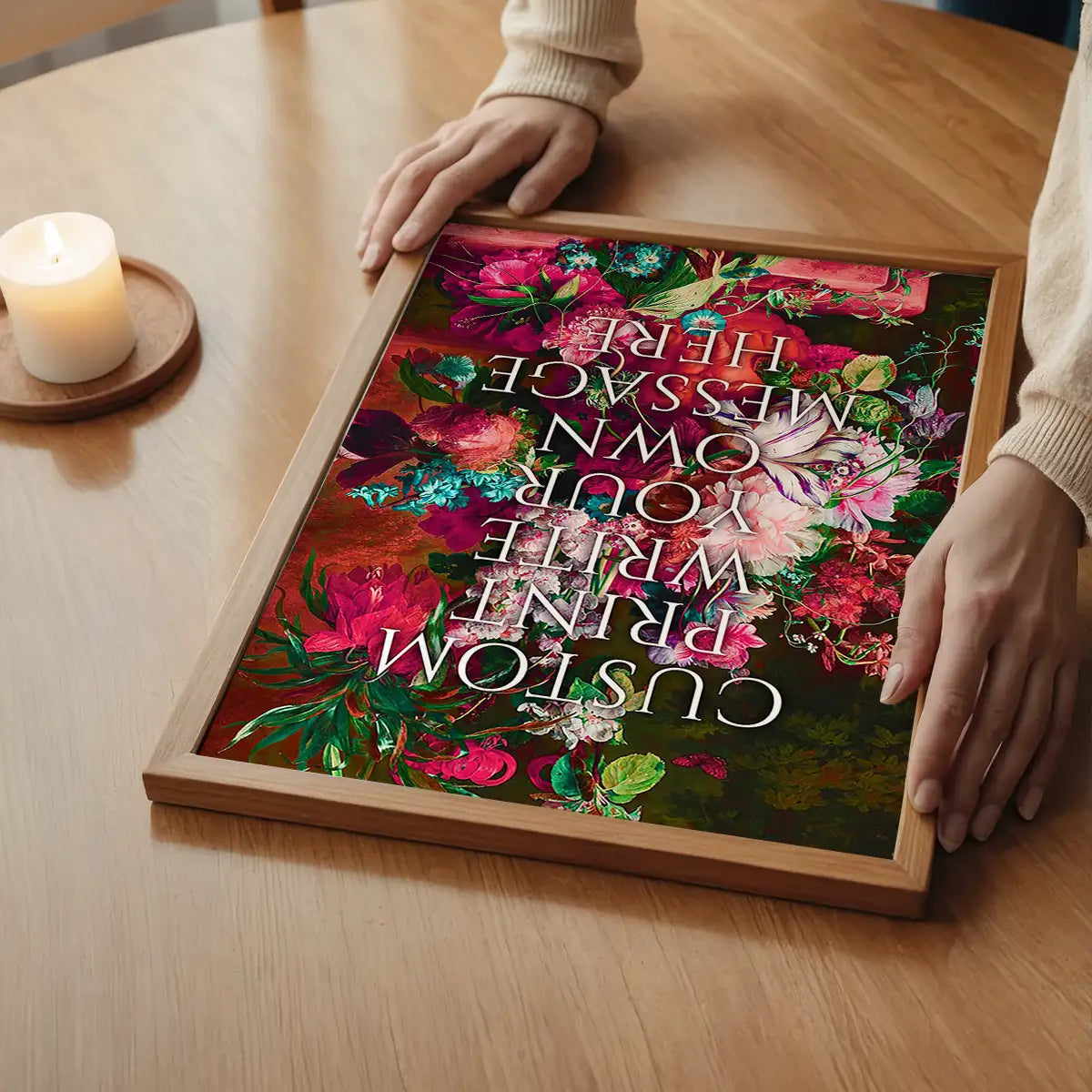 Custom Classic Font Print Floral Background