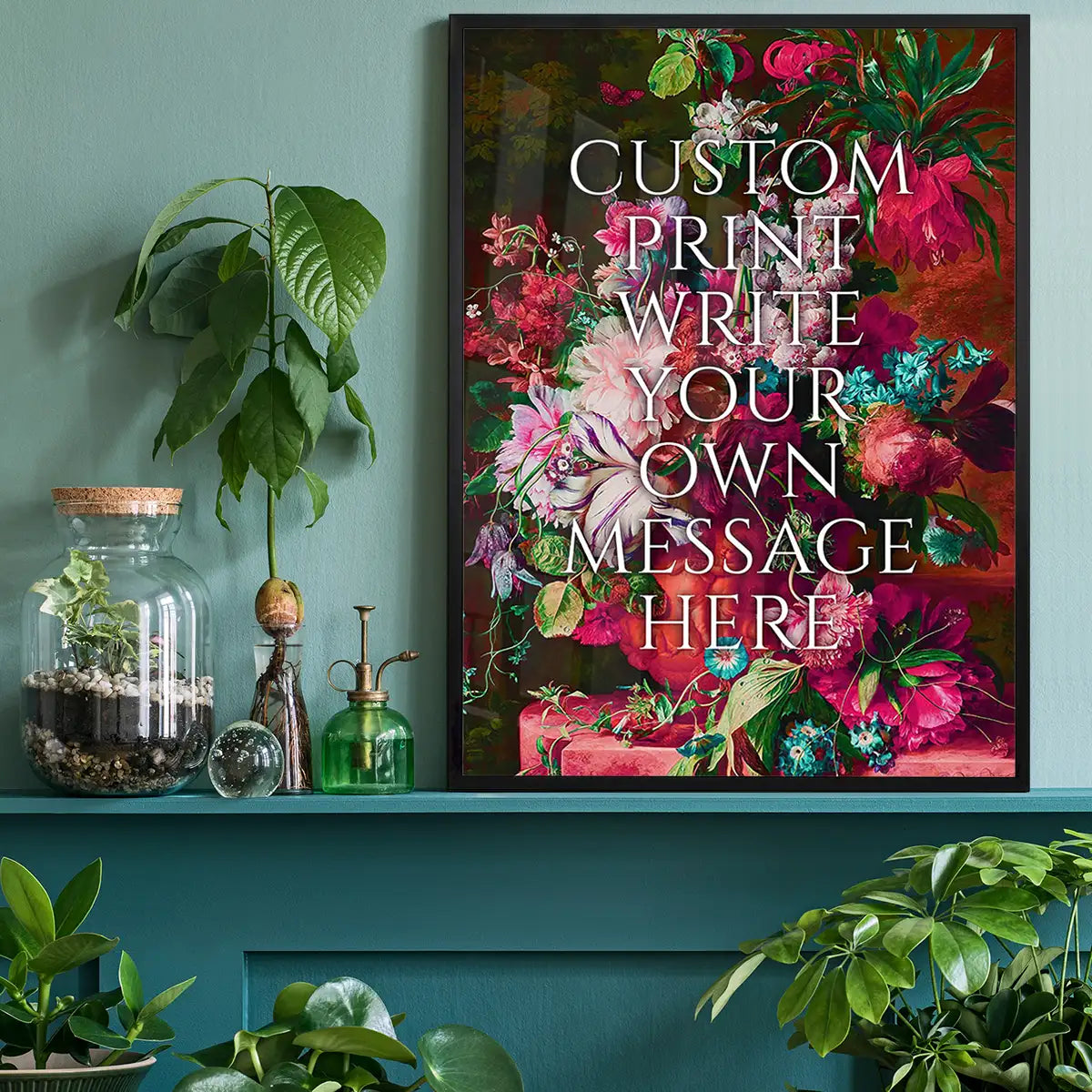 Custom Classic Font Print Floral Background