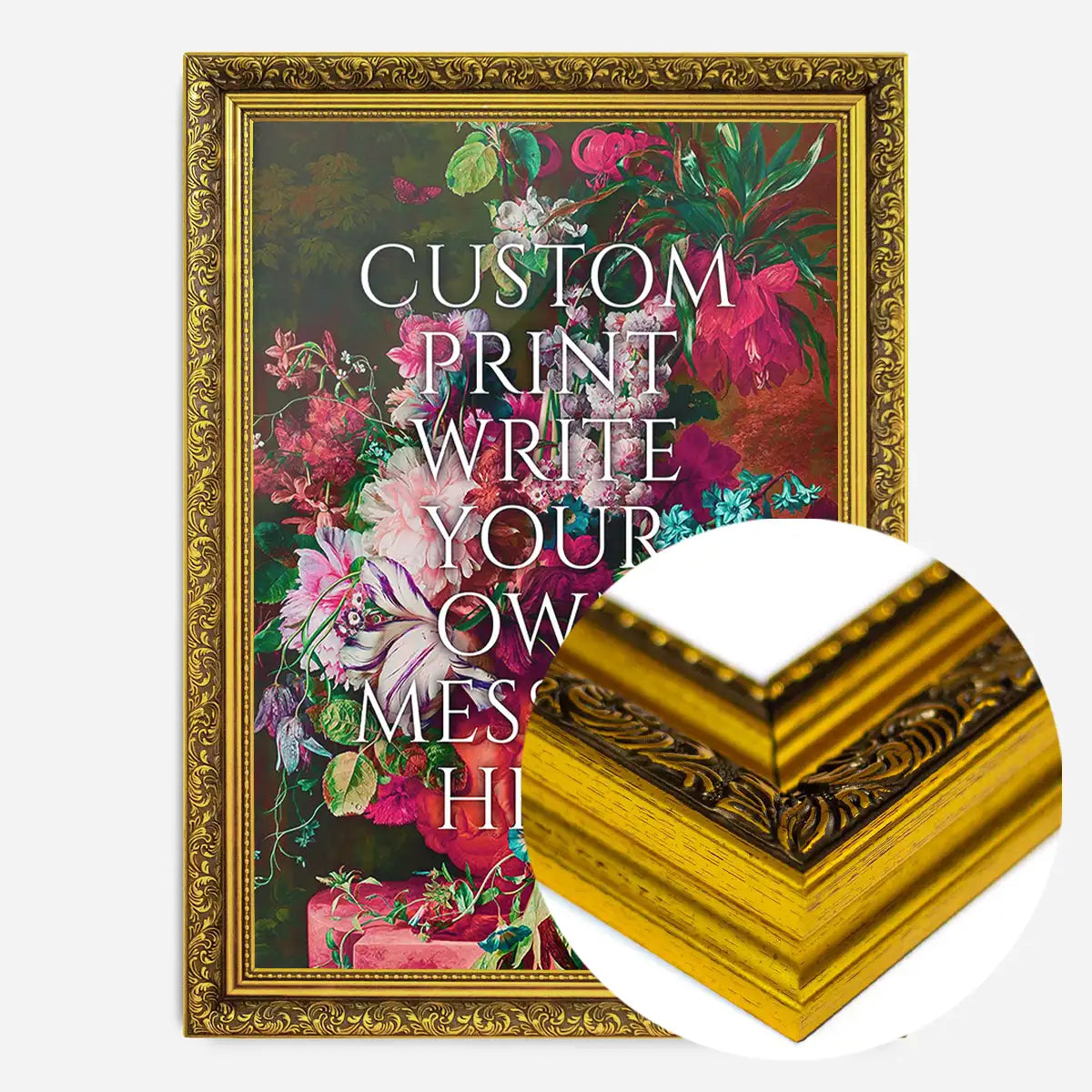 Custom Classic Font Print Floral Background