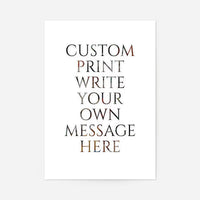 Custom Classic Font Print White Background