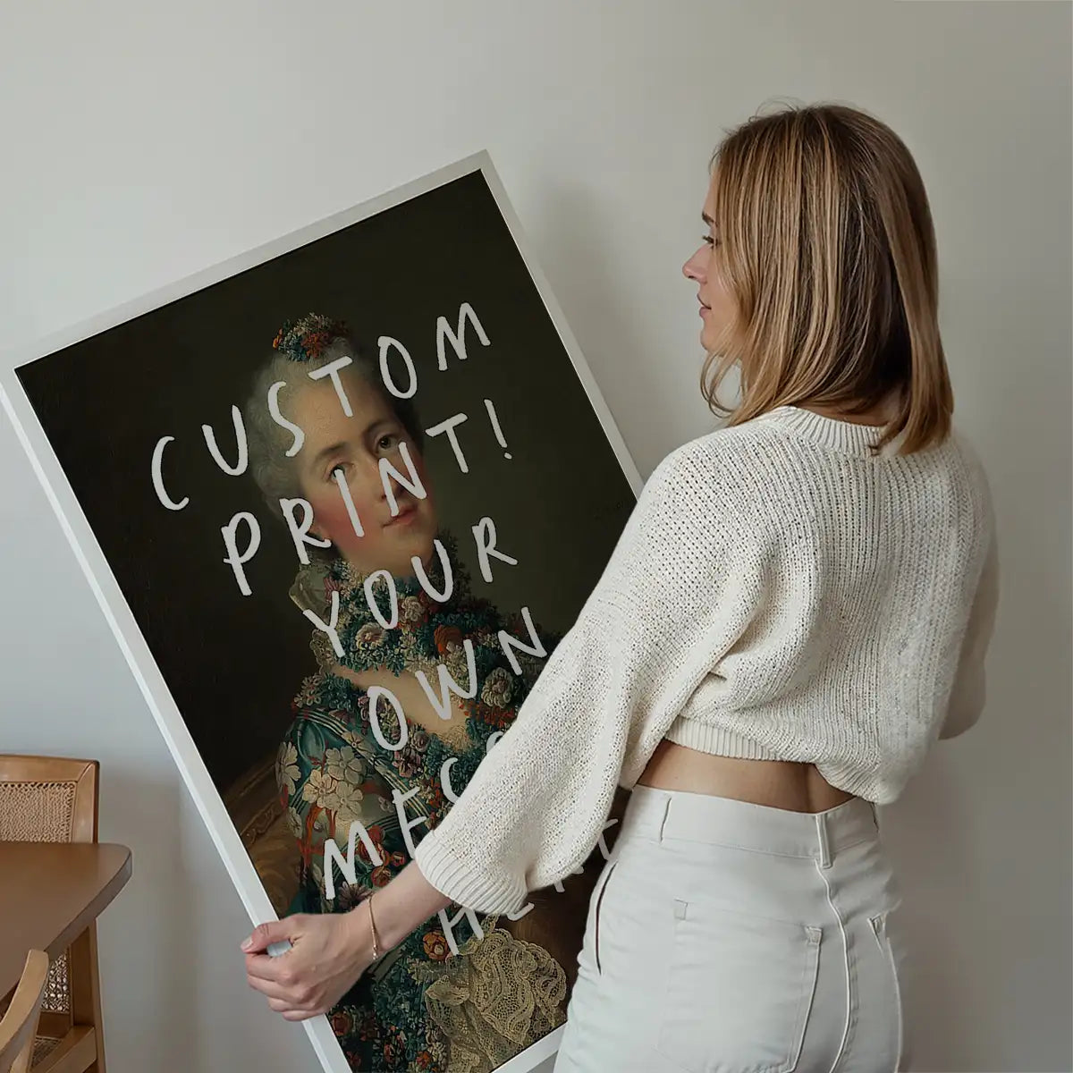 Custom Lady Portrait with Paintbrush Letters Print