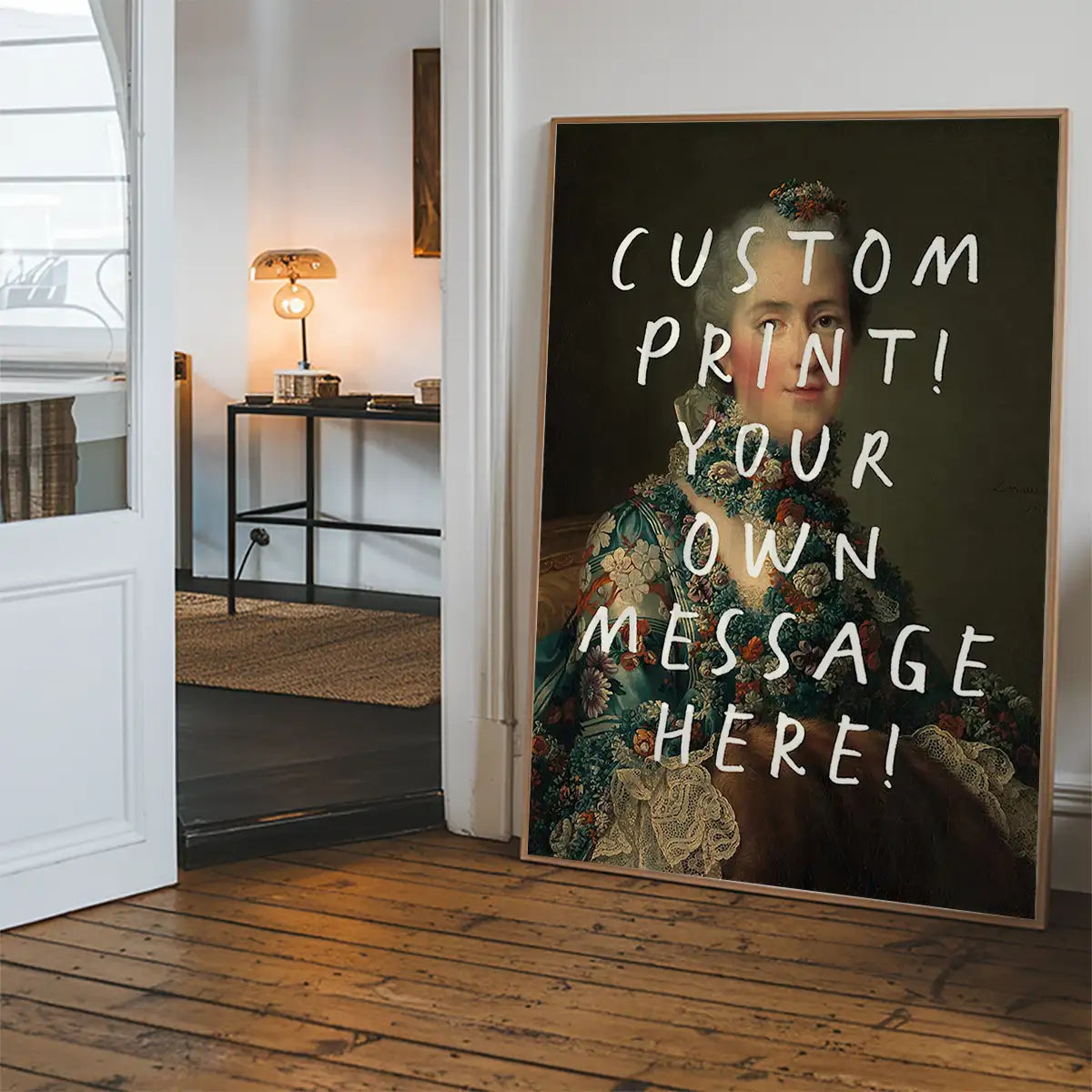 Custom Lady Portrait with Paintbrush Letters Print