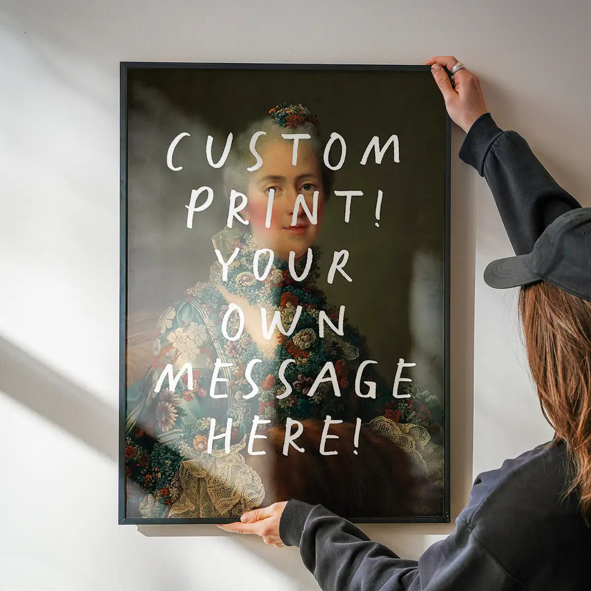 Custom Lady Portrait with Paintbrush Letters Print