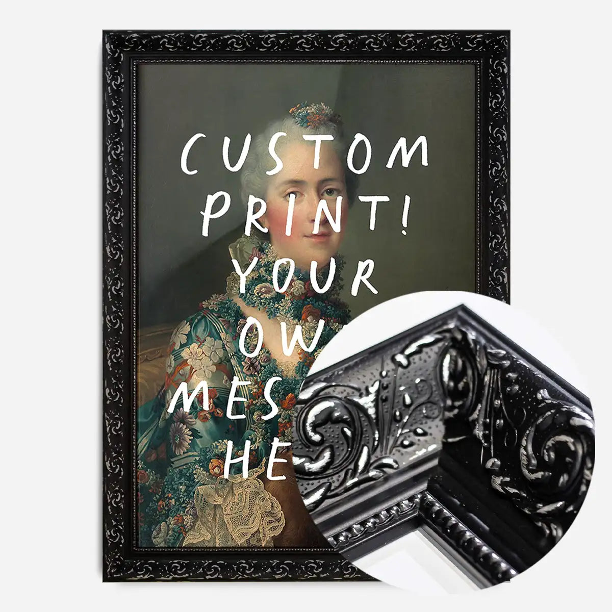 Custom Lady Portrait with Paintbrush Letters Print