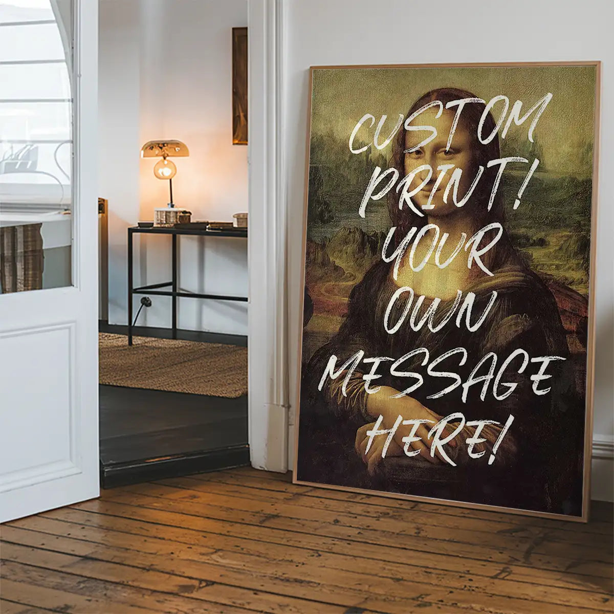 Custom Mona Lisa Portrait with Paintbrush Letters Print