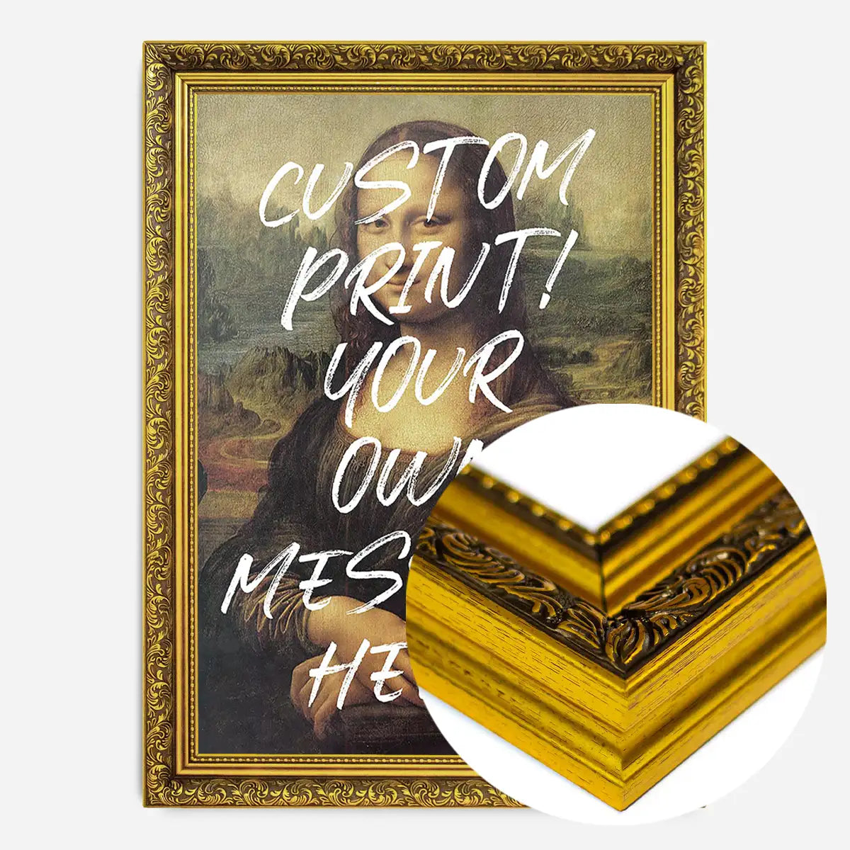 Custom Mona Lisa Portrait with Paintbrush Letters Print
