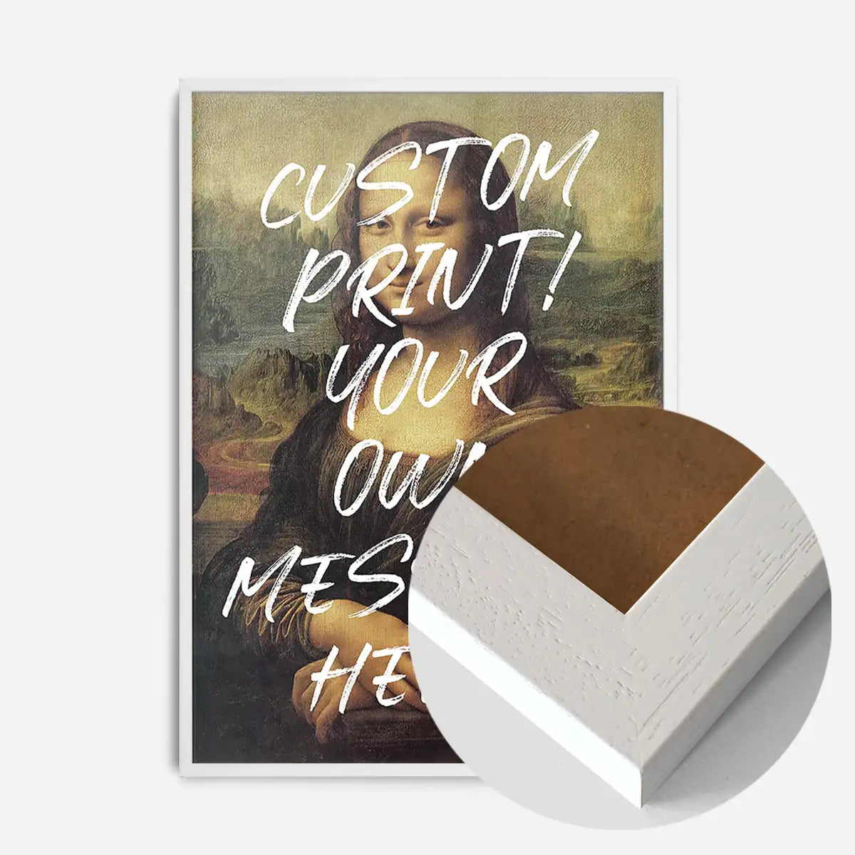 Custom Mona Lisa Portrait with Paintbrush Letters Print