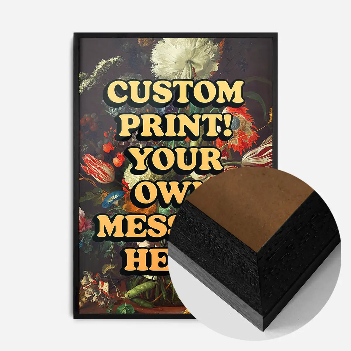 Custom Orange Bold Letters Floral Print
