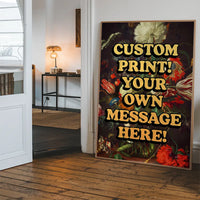 Custom Orange Bold Letters Floral Print