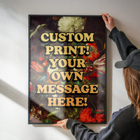 Custom Orange Bold Letters Floral Print