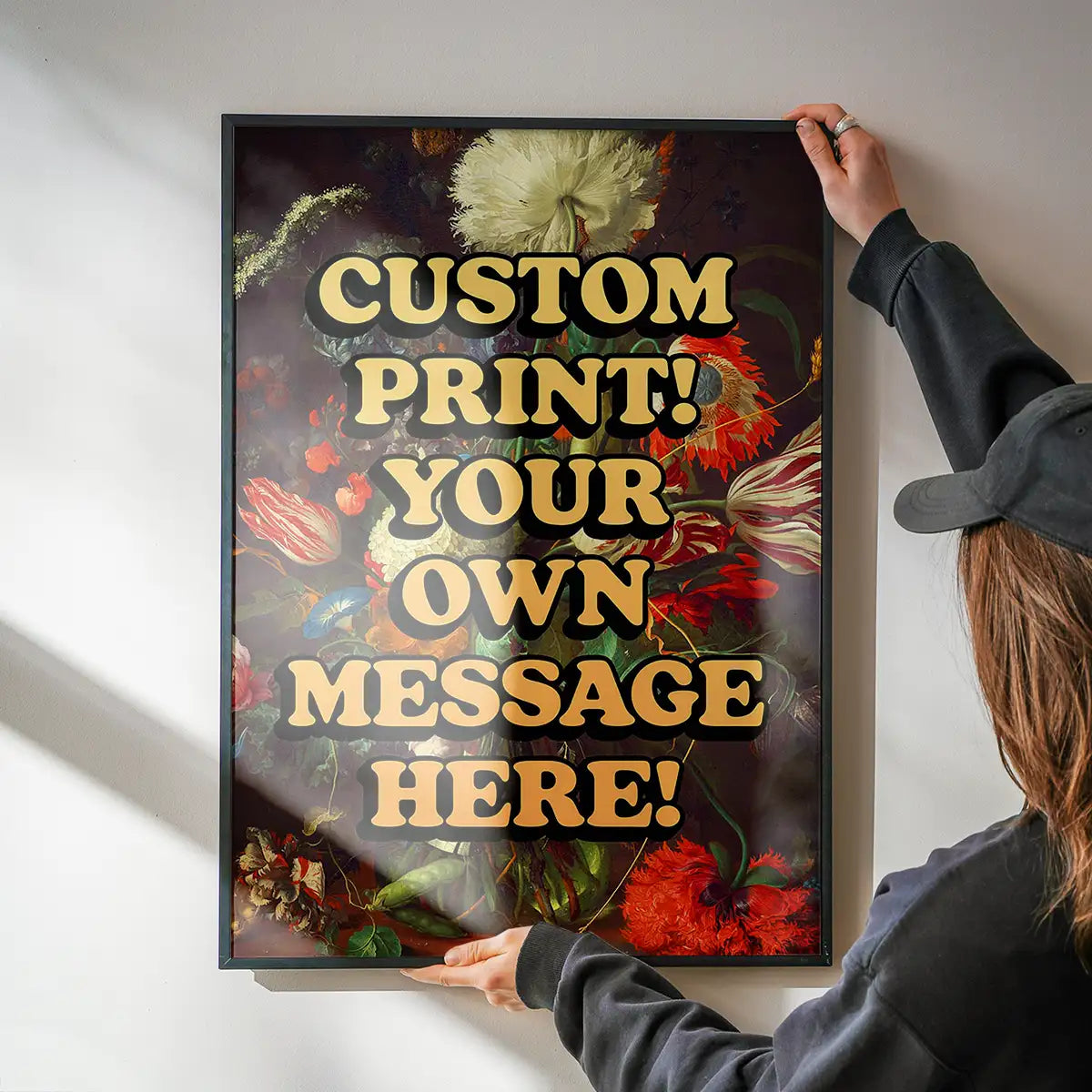 Custom Orange Bold Letters Floral Print