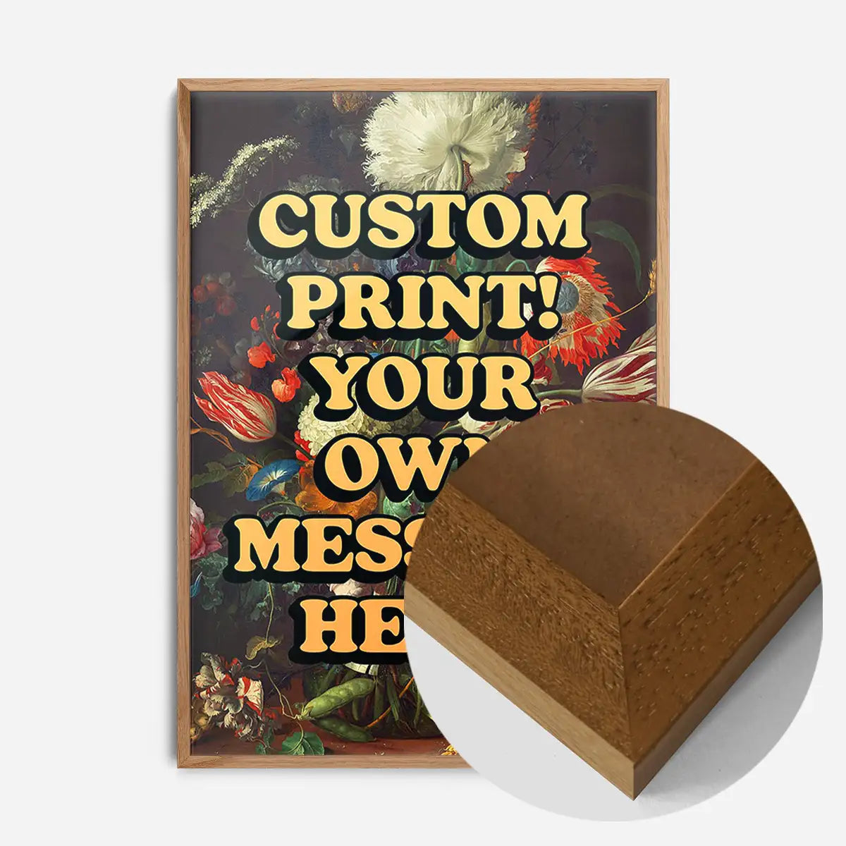 Custom Orange Bold Letters Floral Print