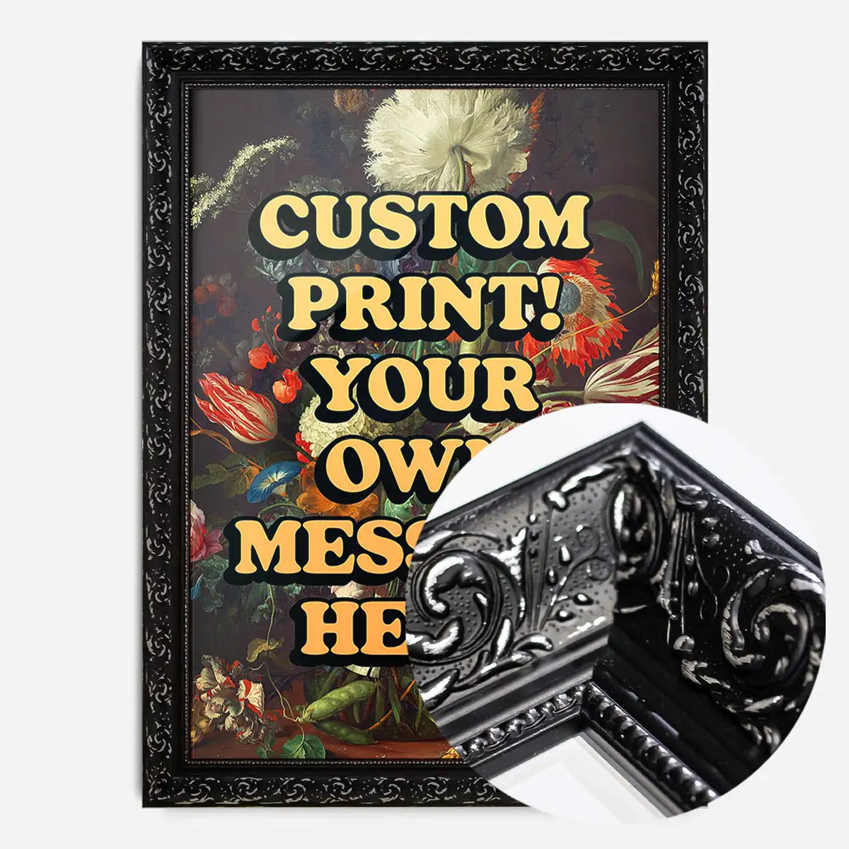Custom Orange Bold Letters Floral Print