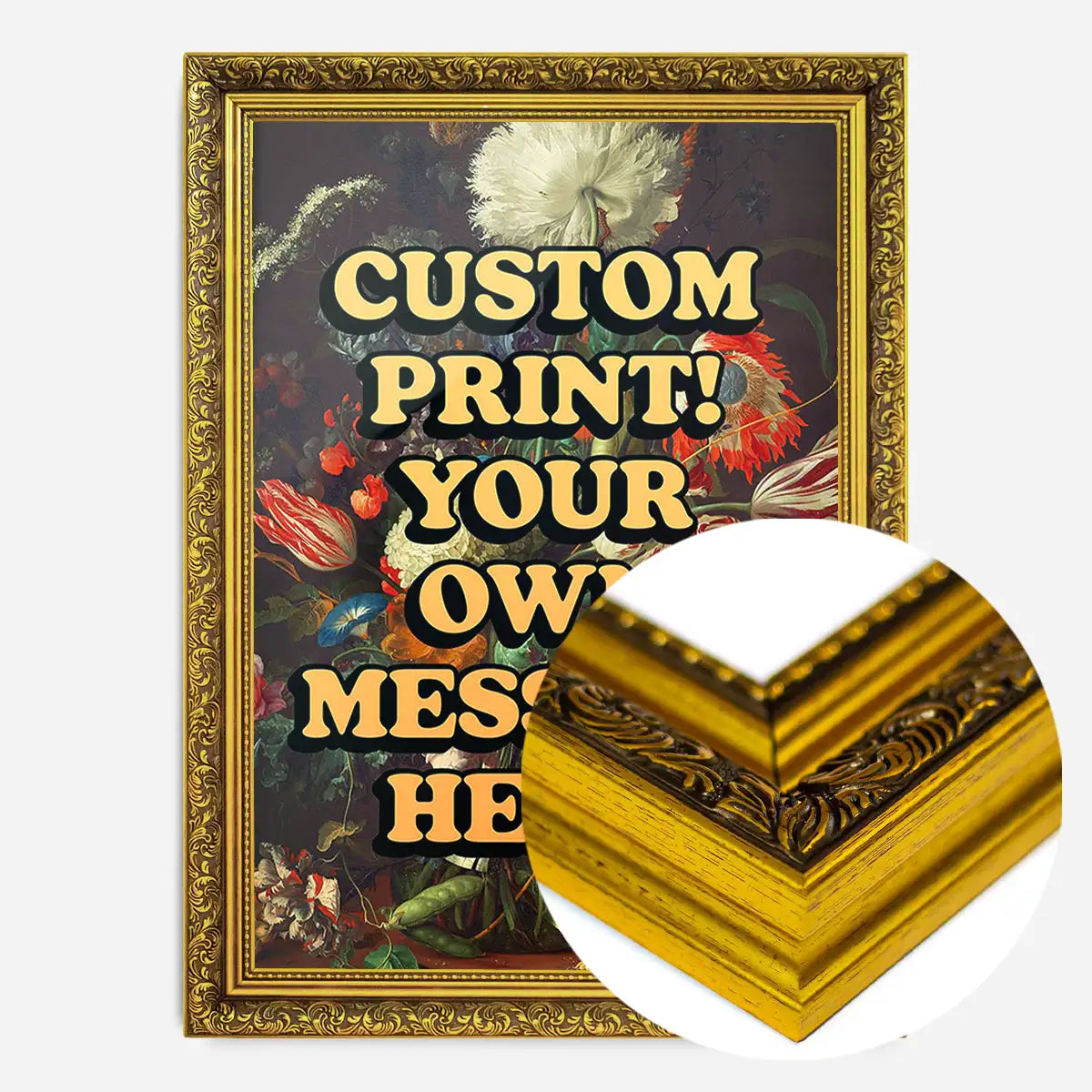 Custom Orange Bold Letters Floral Print