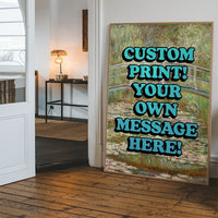 Custom Blue Bold Letters Monet Print