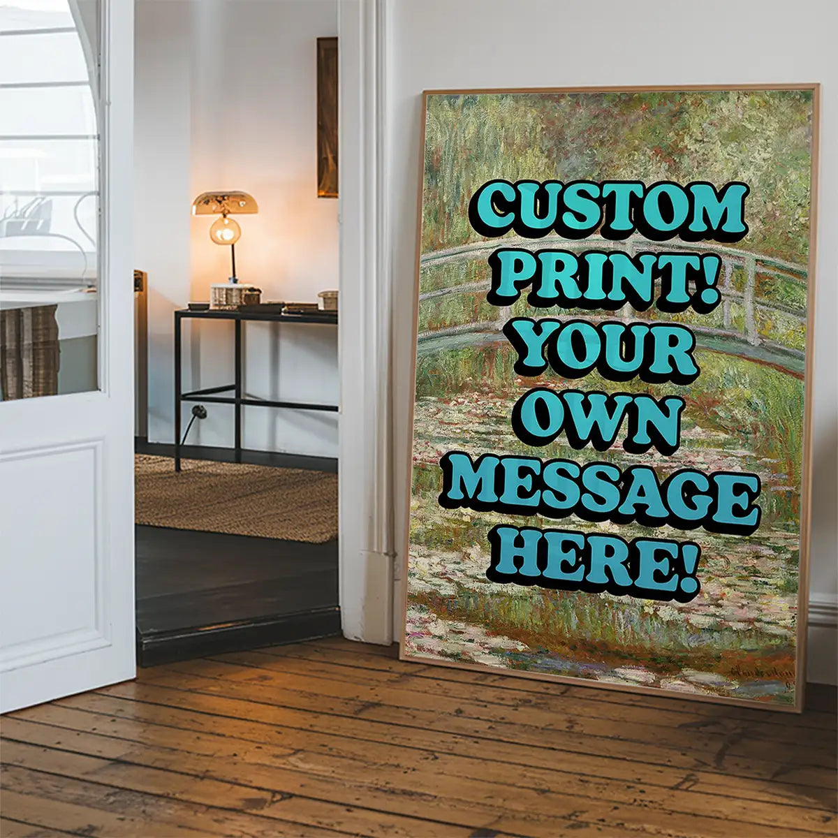 Custom Blue Bold Letters Monet Print