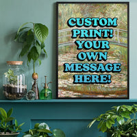Custom Blue Bold Letters Monet Print