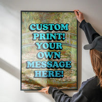 Custom Blue Bold Letters Monet Print