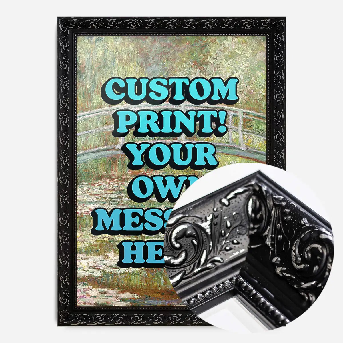 Custom Blue Bold Letters Monet Print