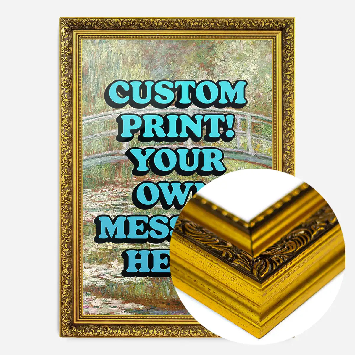 Custom Blue Bold Letters Monet Print