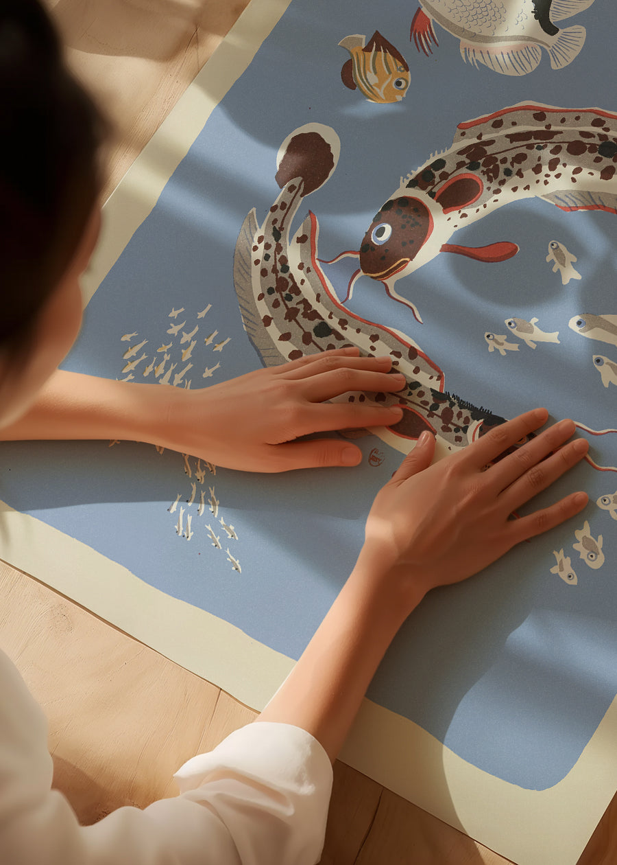 Catfish Illustration Print by Elena Pavlovna Gertik