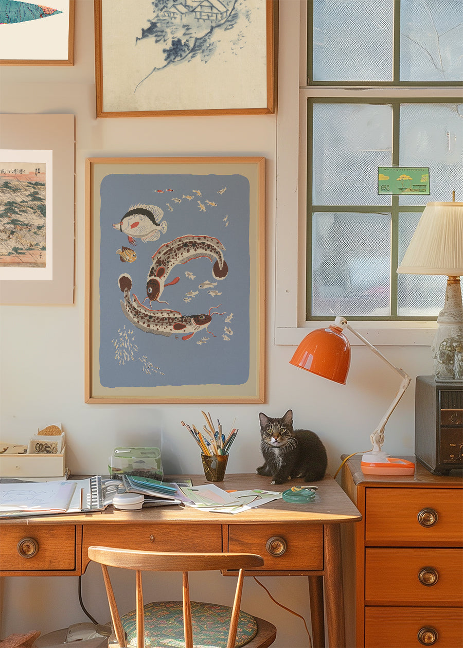 Catfish Illustration Print by Elena Pavlovna Gertik